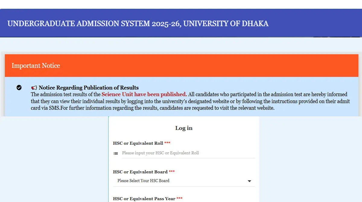 DU A Unit Result 2026 Published – Check Now Online and via SMS