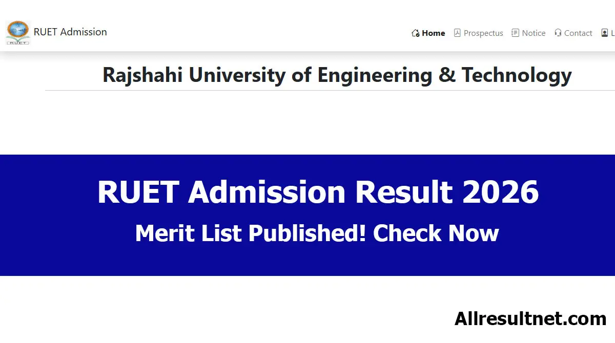 RUET Admission Result 2026 Published, Check Merit List at admission.ruet.ac.bd