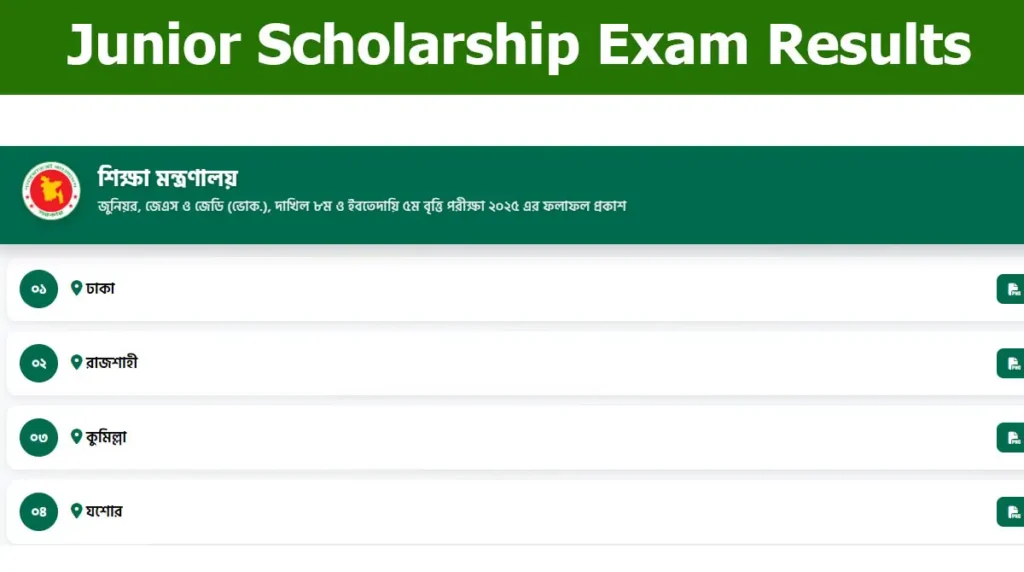Junior Scholarship Exam Results