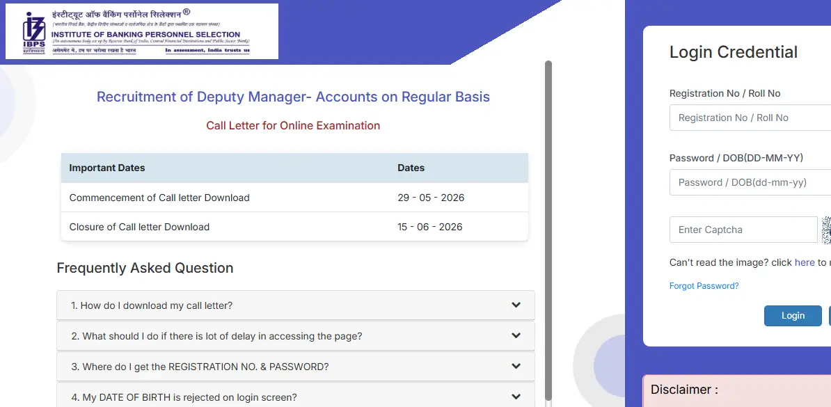 BPS Deputy Manager Admit Card 2026
