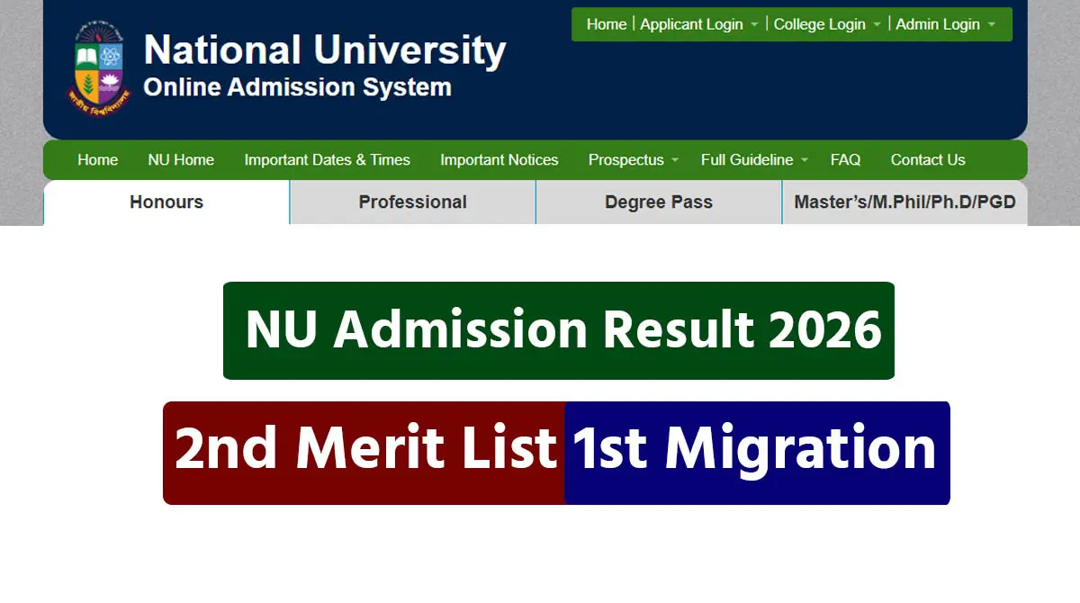 NU Admission Result 2026 2nd Merit List