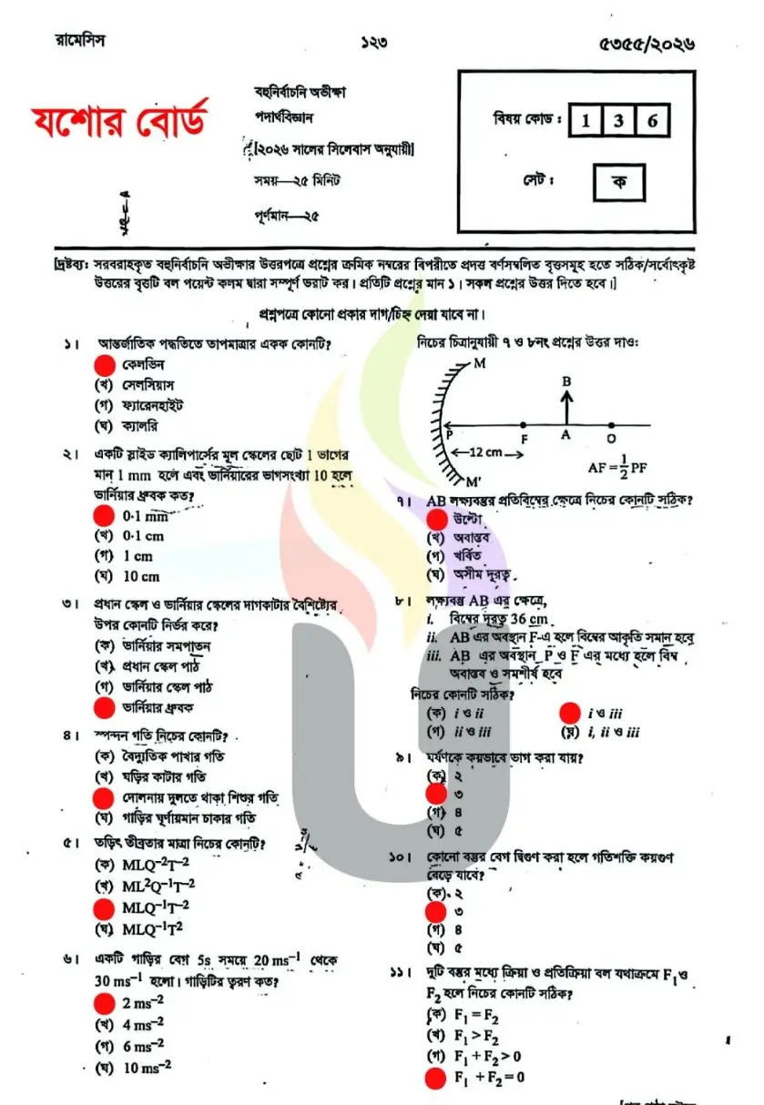 SSC Physics MCQ Jessore