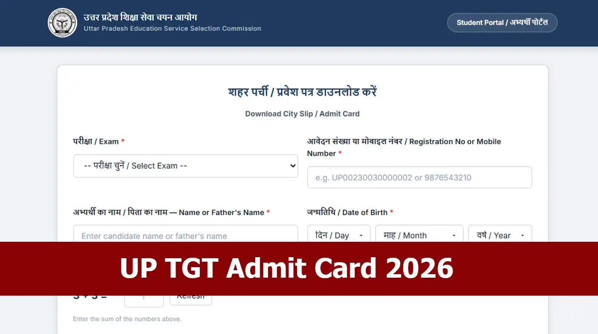 UP TGT Admit Card 2026 Released at admitcards.upessc.org