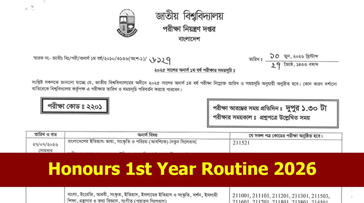 Honours 1st Year Routine 2026